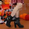 imageAllegra K Womens Platform Ankle Boots Lace Up Block Heels Combat BootsBlack