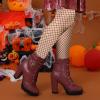 imageAllegra K Womens Platform Ankle Boots Lace Up Block Heels Combat BootsBurgundy