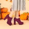 imageAllegra K Womens Platform Chunky Heel Lace Up BootiesBurgundy