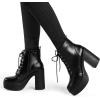 imageAllegra K Womens Platform Chunky High Heel Lace Up Combat BootsBlack