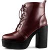 imageAllegra K Womens Platform Chunky High Heel Lace Up Combat BootsBurgundy