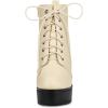 imageAllegra K Womens Platform Chunky High Heel Lace Up Combat BootsCream