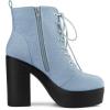 imageAllegra K Womens Platform Chunky High Heel Lace Up Combat BootsDenim Blue
