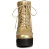 imageAllegra K Womens Platform Chunky High Heel Lace Up Combat BootsGold