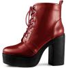 imageAllegra K Womens Platform Chunky High Heel Lace Up Combat BootsRed