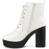 imageAllegra K Womens Platform Chunky High Heel Lace Up Combat BootsWhite