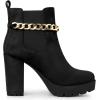 imageAllegra K Womens Platform Gold Chain Chunky High Heel Chelsea Ankle BootsBlack