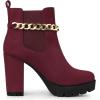 imageAllegra K Womens Platform Gold Chain Chunky High Heel Chelsea Ankle BootsBurgundy