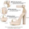 imageAllegra K Womens Platform High Heel Ankle Strap Chunky Heels SandalsBeige