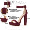 imageAllegra K Womens Platform High Heel Ankle Strap Chunky Heels SandalsBurgundy