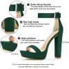 imageAllegra K Womens Platform High Heel Ankle Strap Chunky Heels SandalsDark Green