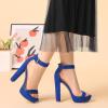 imageAllegra K Womens Platform High Heel Ankle Strap Chunky Heels SandalsRoyal Blue