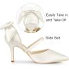 imageAllegra K Womens Pointed Toe Bow Satin Stiletto Heels PumpsWhite