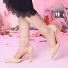 imageAllegra K Womens Pointed Toe Dress Pumps Lace Up Stiletto Heels SandalsBeige