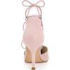 imageAllegra K Womens Pointed Toe Dress Pumps Lace Up Stiletto Heels SandalsPink