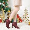 imageAllegra K Womens Pointed Toe Stiletto Heels Heel Chelsea Ankle BootsBurgundy
