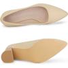 imageAllegra K Womens Pointy Toe Slip on Plaid Printing Closed Toe Dress Shoes Chunky Heel PumpsBeige