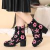 imageAllegra K Womens Printed Platform Round Toe Lace Up Chunky Heel Combat BootsBlack Pink