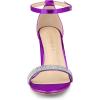 imageAllegra K Womens Rhinestone Ankle Strap Chunky Heels SandalsPurple