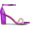 imageAllegra K Womens Rhinestone Ankle Strap Chunky Heels SandalsPurple