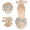 imageAllegra K Womens Rhinestones Bow Ankle Strap Stiletto Heel Sandals PumpsBeige