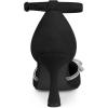imageAllegra K Womens Rhinestones Bow Ankle Strap Stiletto Heel Sandals PumpsBlack