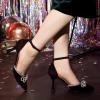 imageAllegra K Womens Rhinestones Bow Ankle Strap Stiletto Heel Sandals PumpsBlack
