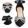 imageAllegra K Womens Rhinestones Bow Ankle Strap Stiletto Heel Sandals PumpsBlack