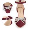 imageAllegra K Womens Rhinestones Bow Ankle Strap Stiletto Heel Sandals PumpsBurgundy