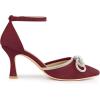 imageAllegra K Womens Rhinestones Bow Ankle Strap Stiletto Heel Sandals PumpsBurgundy