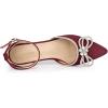 imageAllegra K Womens Rhinestones Bow Ankle Strap Stiletto Heel Sandals PumpsBurgundy