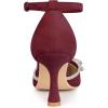 imageAllegra K Womens Rhinestones Bow Ankle Strap Stiletto Heel Sandals PumpsBurgundy