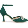 imageAllegra K Womens Rhinestones Bow Ankle Strap Stiletto Heel Sandals PumpsGreen