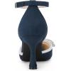 imageAllegra K Womens Rhinestones Bow Ankle Strap Stiletto Heel Sandals PumpsNavy Blue
