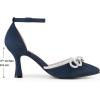 imageAllegra K Womens Rhinestones Bow Ankle Strap Stiletto Heel Sandals PumpsNavy Blue