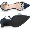 imageAllegra K Womens Rhinestones Bow Ankle Strap Stiletto Heel Sandals PumpsNavy Blue