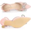 imageAllegra K Womens Rhinestones Bow Ankle Strap Stiletto Heel Sandals PumpsPink