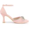 imageAllegra K Womens Rhinestones Bow Ankle Strap Stiletto Heel Sandals PumpsPink