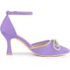 imageAllegra K Womens Rhinestones Bow Ankle Strap Stiletto Heel Sandals PumpsPurple