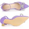 imageAllegra K Womens Rhinestones Bow Ankle Strap Stiletto Heel Sandals PumpsPurple