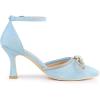 imageAllegra K Womens Rhinestones Bow Ankle Strap Stiletto Heel Sandals PumpsSky Blue
