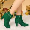imageAllegra K Womens Round Toe Ankle Mid Heel BootsEmerald Green