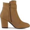 imageAllegra K Womens Round Toe Block Heel Boots Ankle BootiesBrown