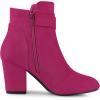 imageAllegra K Womens Round Toe Block Heel Boots Ankle BootiesHot Pink