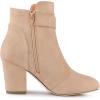 imageAllegra K Womens Round Toe Block Heel Boots Ankle BootiesNude