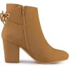imageAllegra K Womens Round Toe Block Heel Zipper Lace Up Ankle BootsBrown