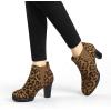 imageAllegra K Womens Round Toe Block Heels Chelsea Ankle BootsLeopard