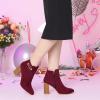 imageAllegra K Womens Round Toe Buckle Chunky Heels Ankle BootsBurgundy