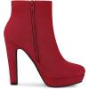 imageAllegra K Womens Round Toe Chunky High Heel Platform Ankle BootsRed