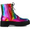 imageAllegra K Womens Round Toe Platform Lace Up Colorful Combat Ankle BootsColorful